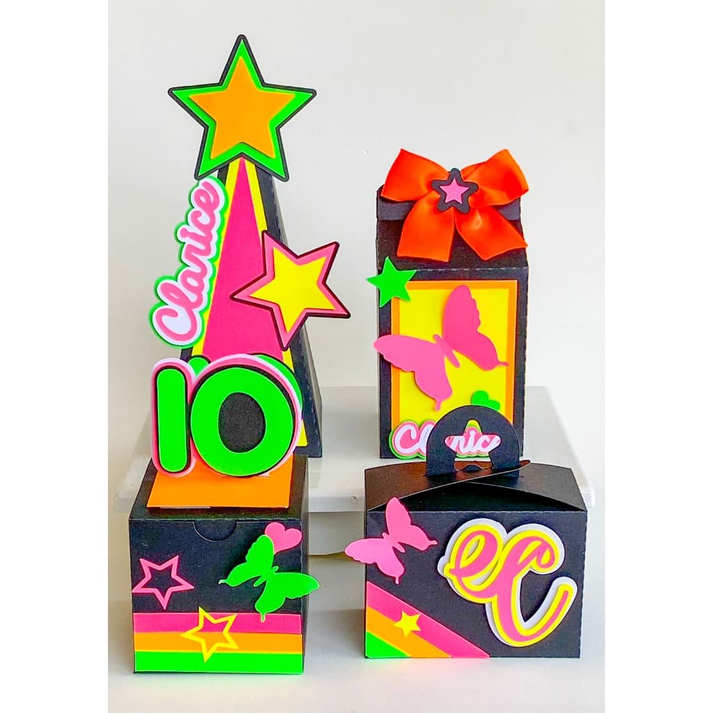 Kit Festa Clássico Neon Party - Lembrancinha Personalizada - Papelaria Personalizada