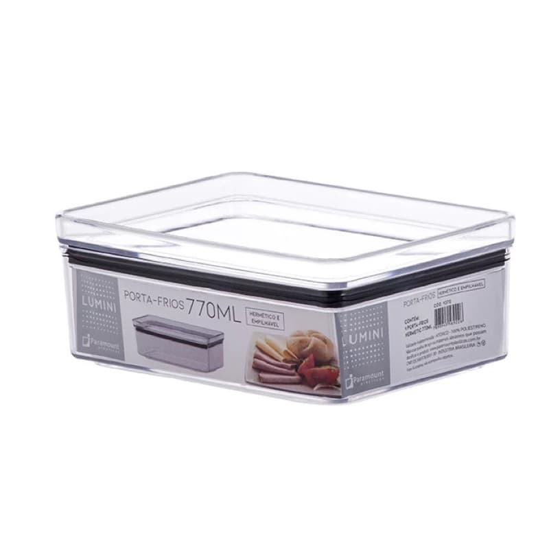 POTE HERMÉTICO EMPILHAVEL DE ACRÍLICO TRANSPARENTE 770ml - 1 unidade