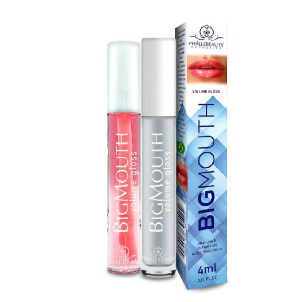 Kit 2 Gloss ou 1 unidade  Big Mouth Volume PHALLEBEAUTY cor Rosa e Incolor