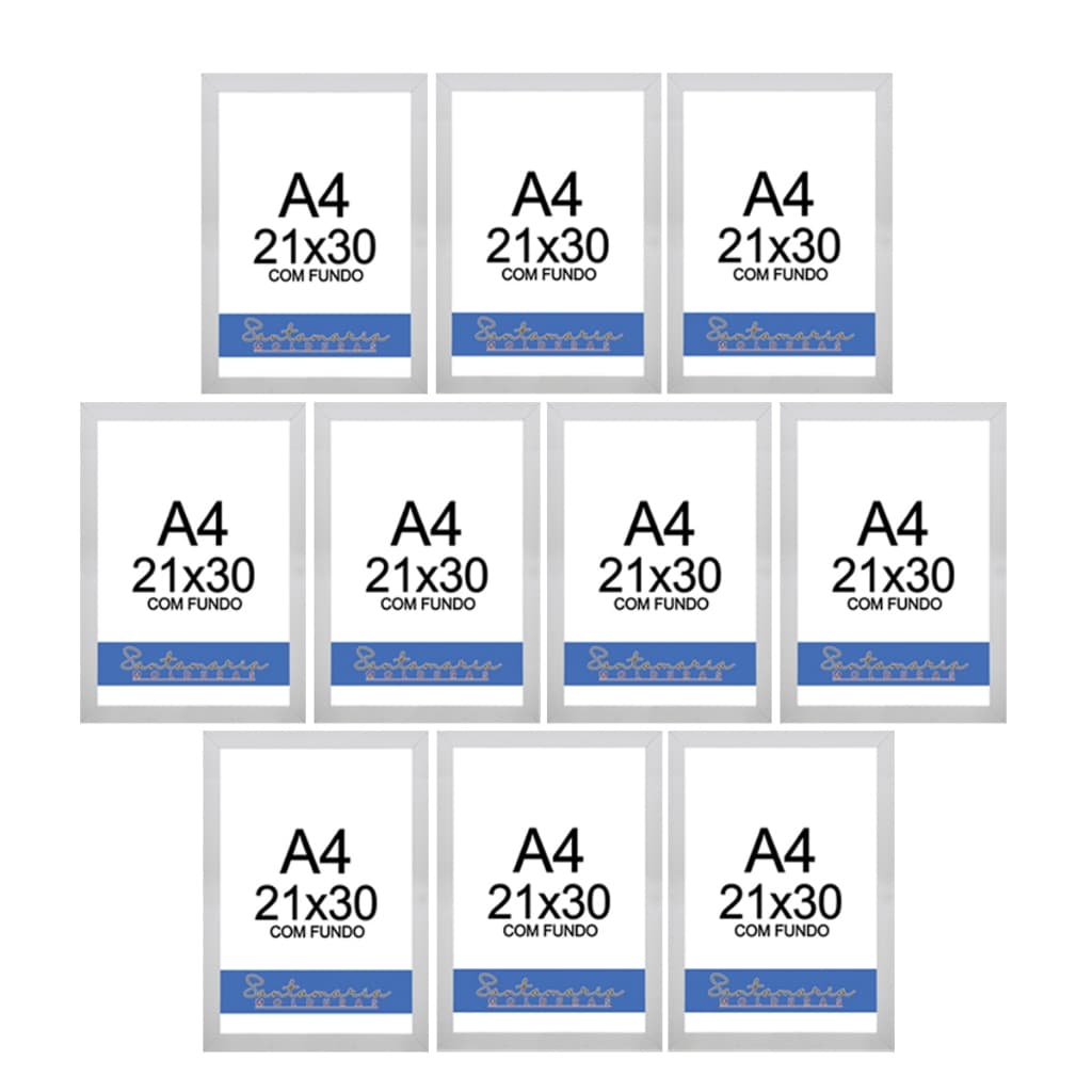 Kit 10 Molduras A4 Certificado Diploma Quadro Foto Sem Vidro Branco
