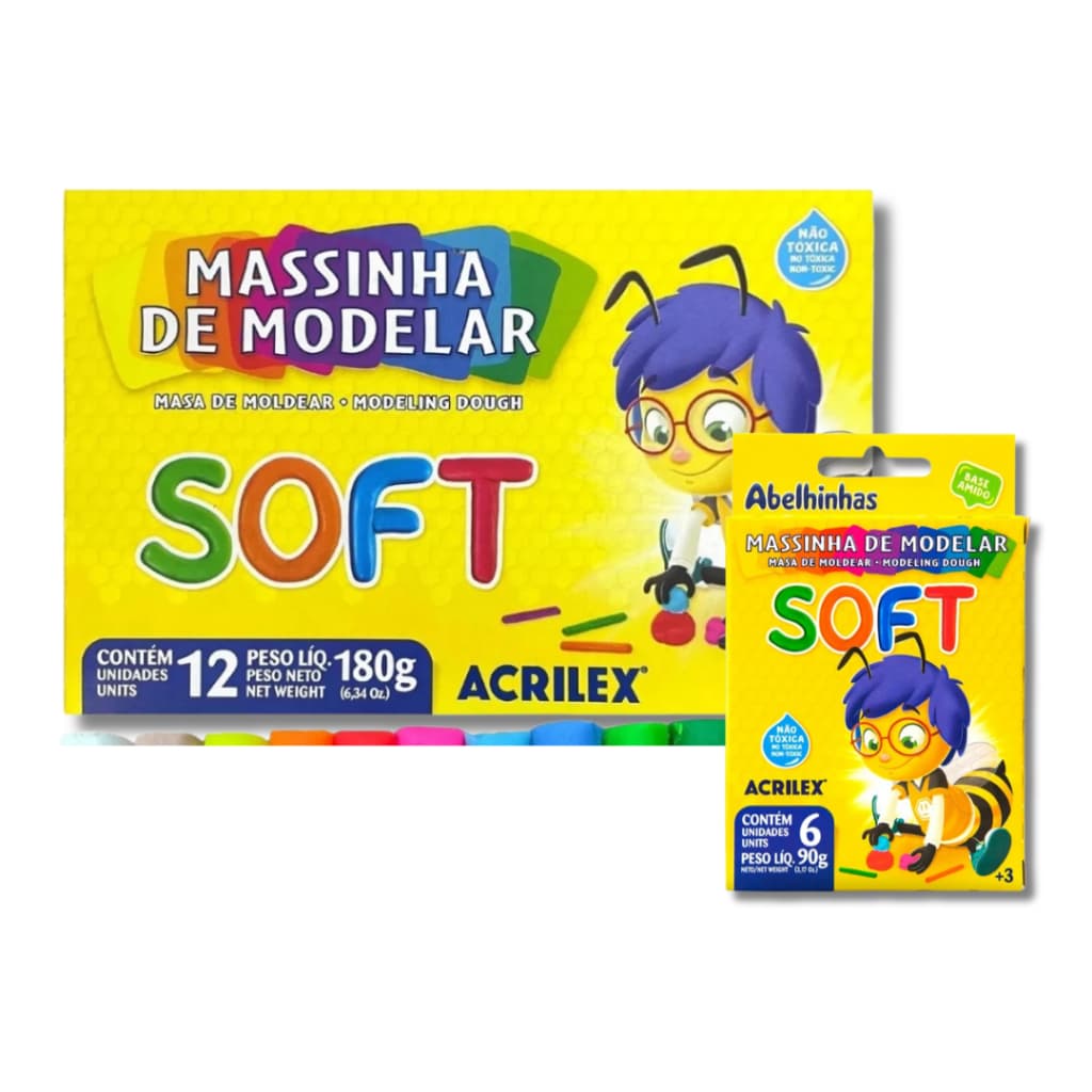 Massa de Modelar Massinha Infantil 180g 6 a 12 e 15 unidades de Cores Sortidas