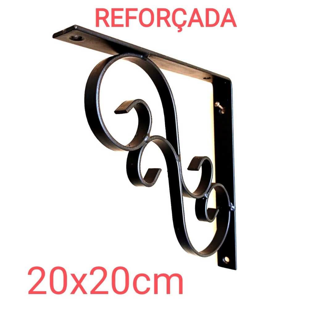 Mão Francesa  20x20cm Cantoneira Colonial Decorativa (Barra Chata) P/ Prateleiras Reforçada