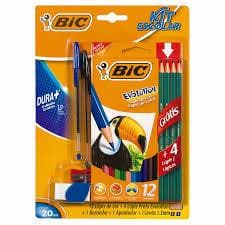Kit Escolar Bic Com 20 Itens / Papelaria / Material Escolar