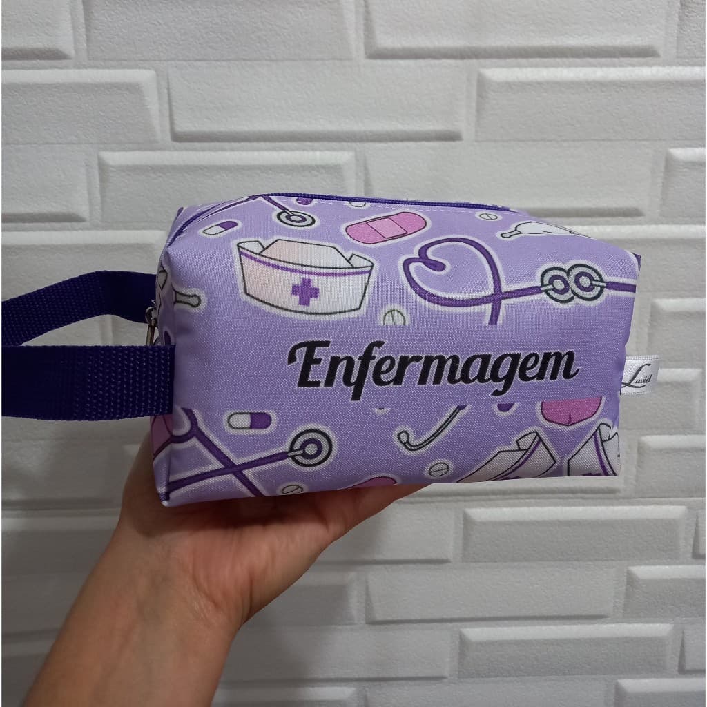 Necessaire Box Feminina Enfermagem  Maquiagem Bolsa Viagem  Presente