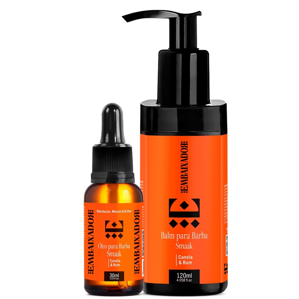 Kit para Barba Smaak Canela & Rum Embaixador -  Óleo e Balm para Barba
