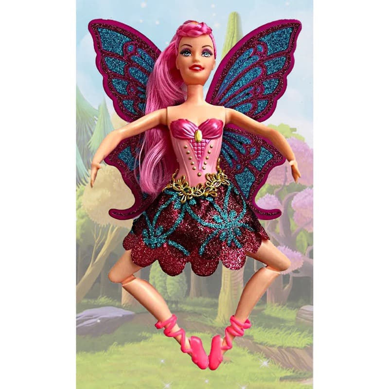 Boneca Bailarina Com Asas Ballet Articulada 30cm
