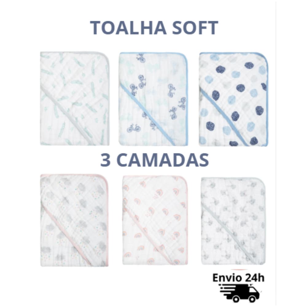 Toalha De Banho Soft Com Capuz Toalha Fralda Bebê 80Cm X 80Cm Papi