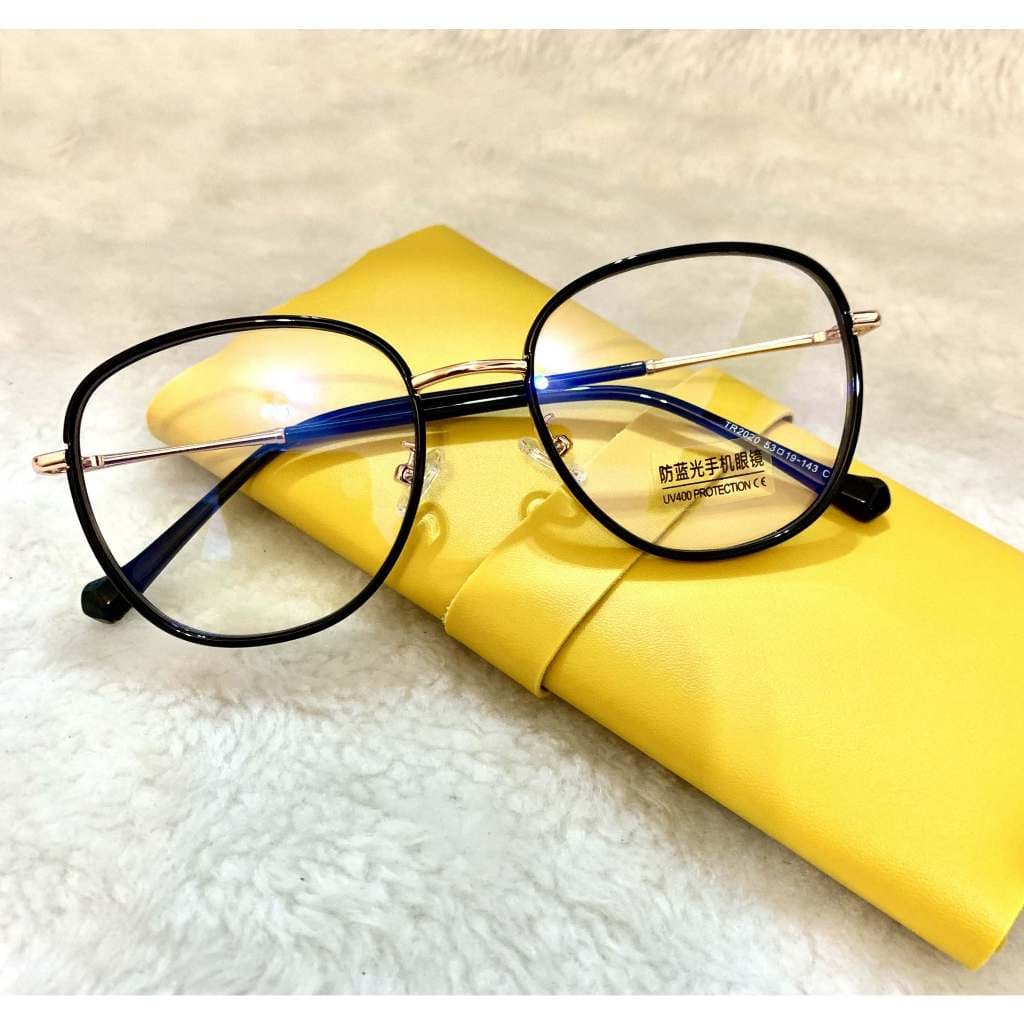 Armação de óculos feminino lente azul