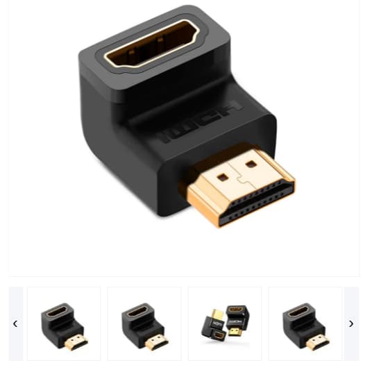 Adaptador HDMI para HDMI F 90 graus Abaixo - HD112 Preto joelho L