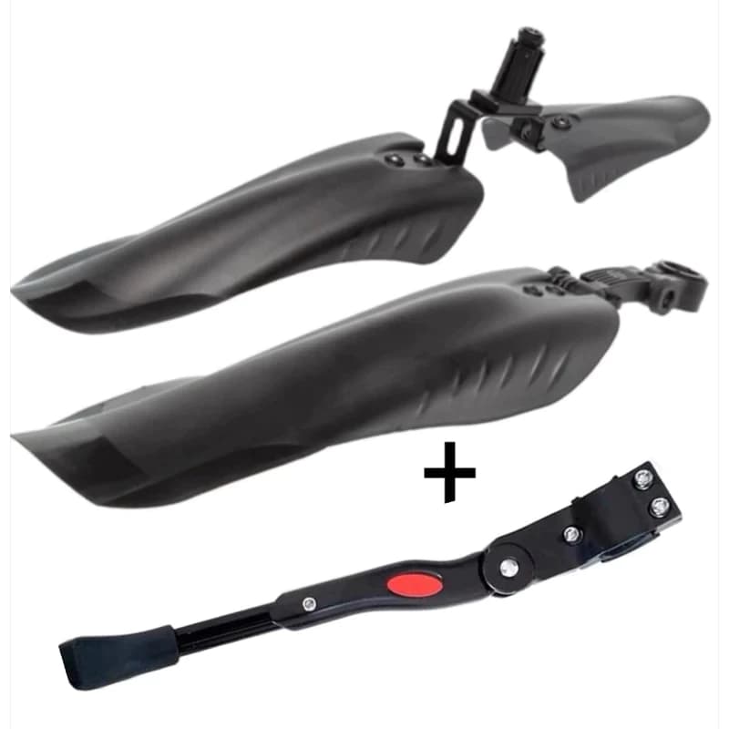 Kit Paralama 3 Peças Com Regulagem Bike + Descanso Lateral Pezinho Regulável Bicicleta MTB