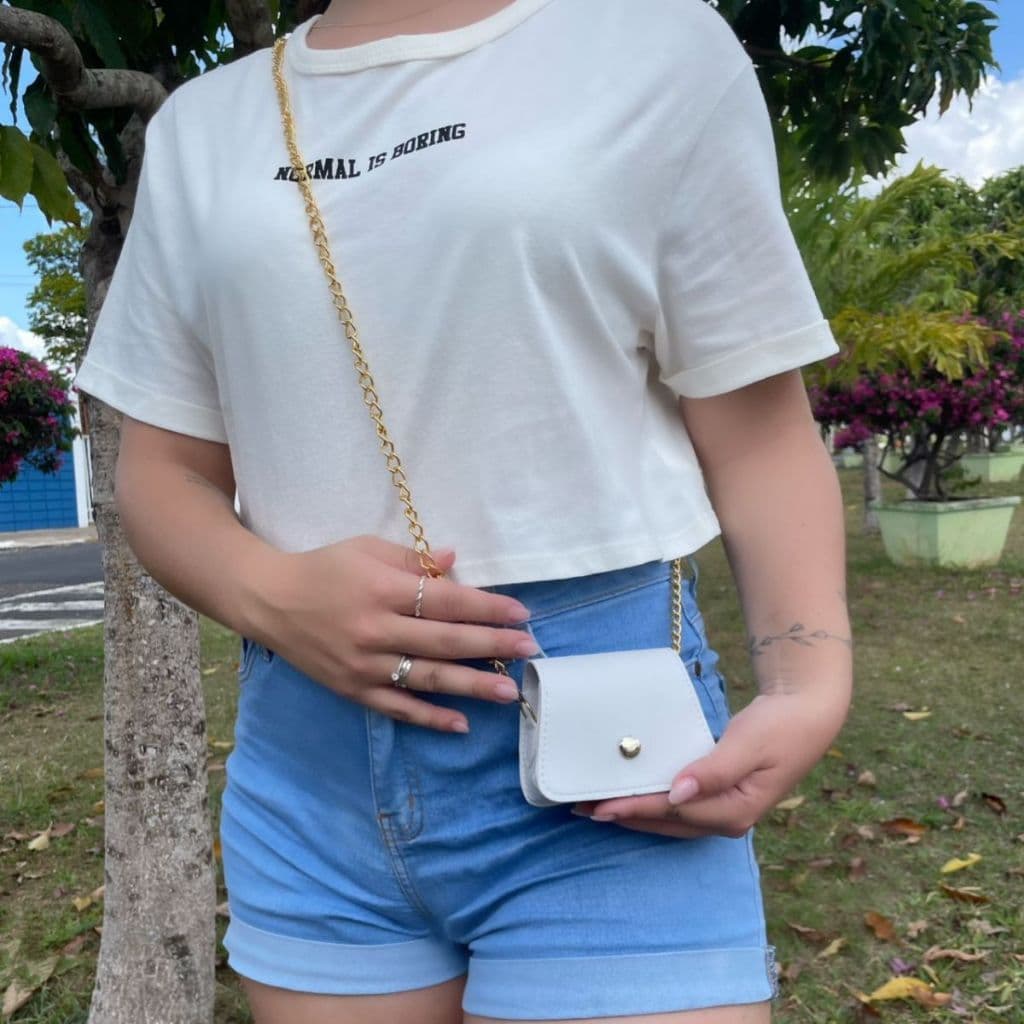 Bolsa Feminina CrossBody Alça Corrente Dourada