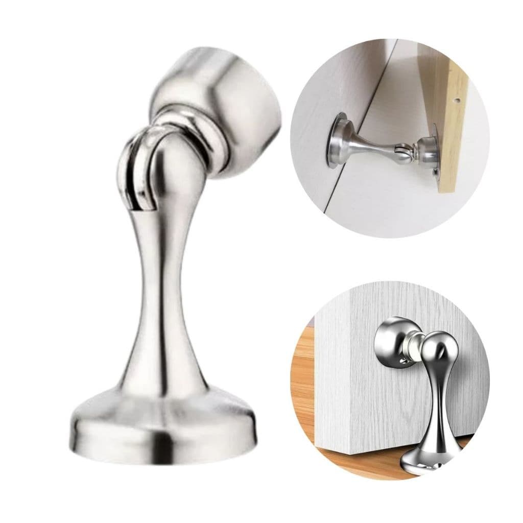 Prendedor de Porta Magnético Inox Escovado Imã Forte
