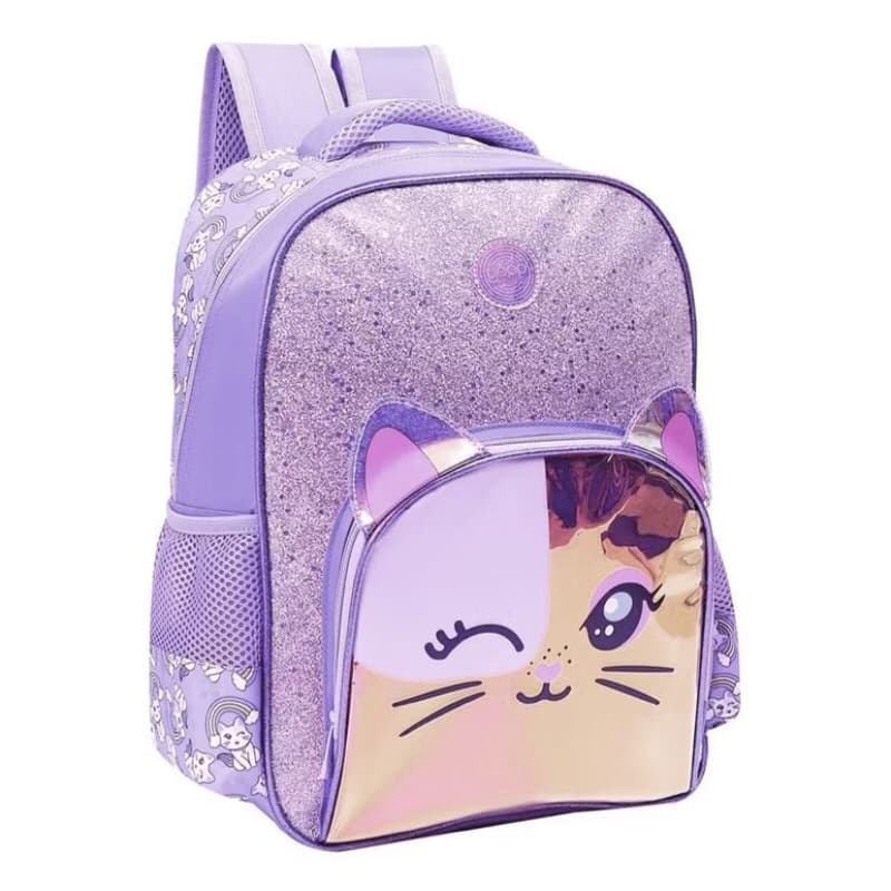 Mochila De Costas Gatinho Holográfico