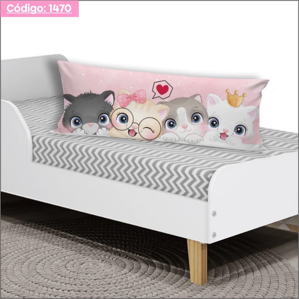 Capa de Travesseiro De Corpo  Fronha Xuxinho Personalizada 0.90x0.30cm Quarto Gatinho