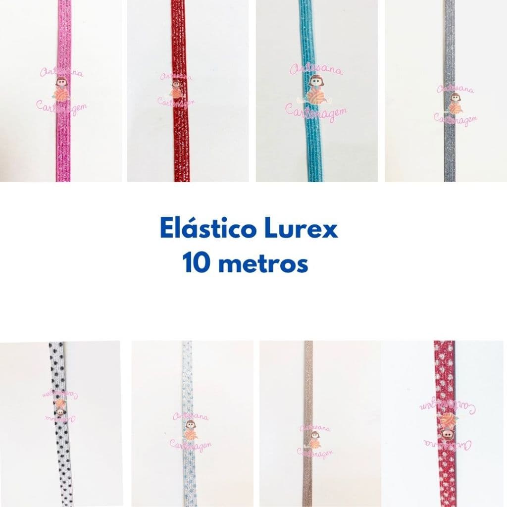 30 metros de Elástico Chato Lurex Brilho Cores variadas