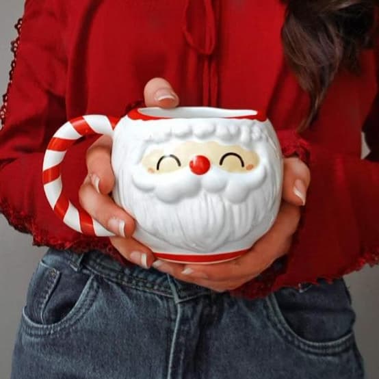 Caneca 3D Papai Noel Natal Cerâmica 400ml
