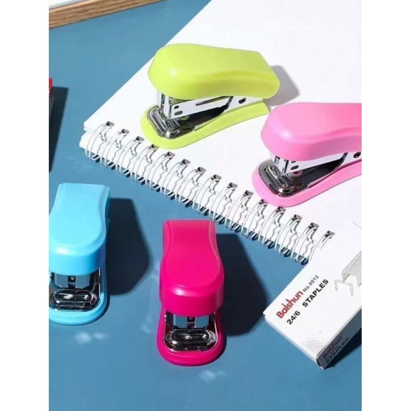 Grampeador Mini Tom Neon Win Paper Papelaria e Material Escolar
