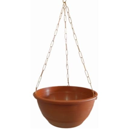 kit 2 vasos p/ plantas suspensas, terra cota, G 31cm, 6,6litros c/ corrente Grossa 60cm