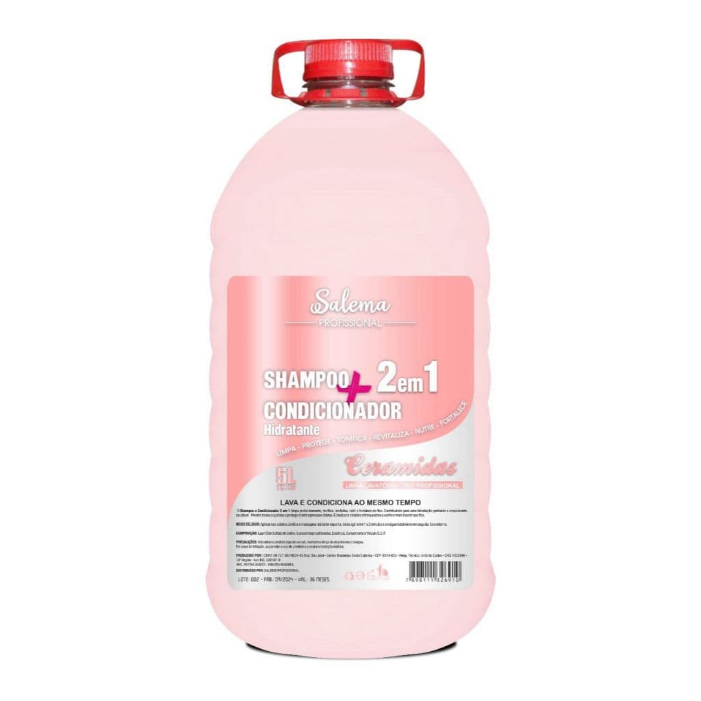 shampoo e condicionador 2 Em1 Ceramidas Linha Feminino Masculino5 Litros Profissiol Salao de Beleza Linha Top