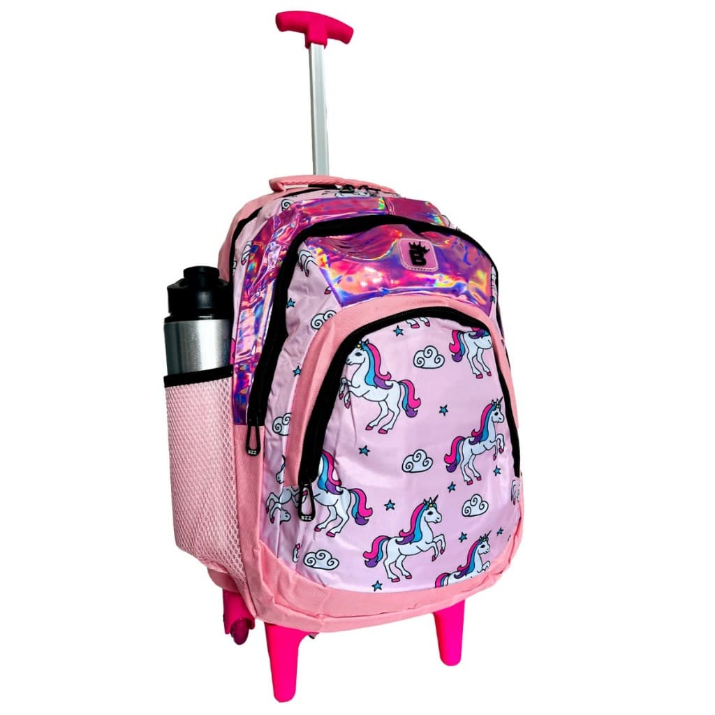Mochila Escolar Unicórnio de Rodinhas Menina Resistente e Espaçosa