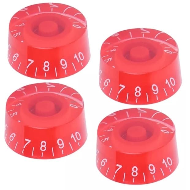 Kit 4 Knob Vermelho Guitarra Baixo Les Paul Lespaul Sg Prs