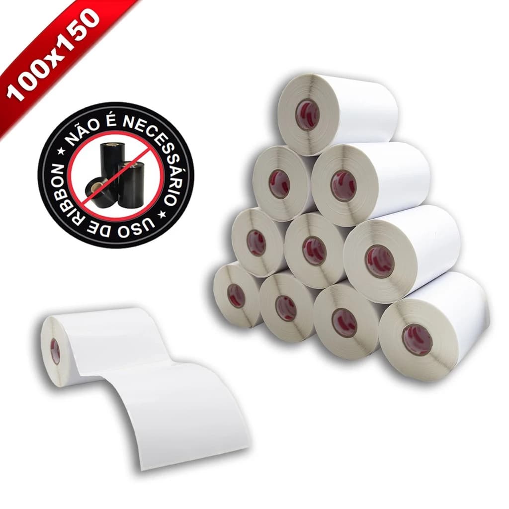 4 Rolos Etiqueta 10x15 100x150 Térmica Adesiva  Não Usa Ribbon-serrilhada  Para E-Commerce (210 etq/rolo)