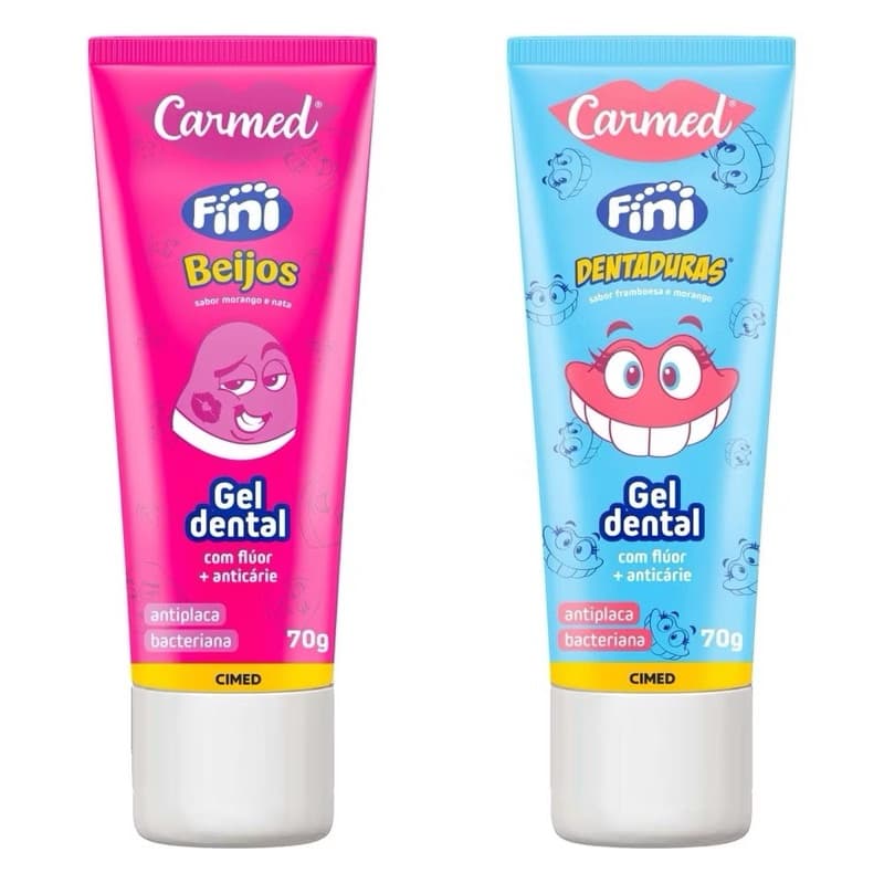 Kit 2 Carmed Fini Gel Dental: Beijos E Dentaduras 70g Cada
