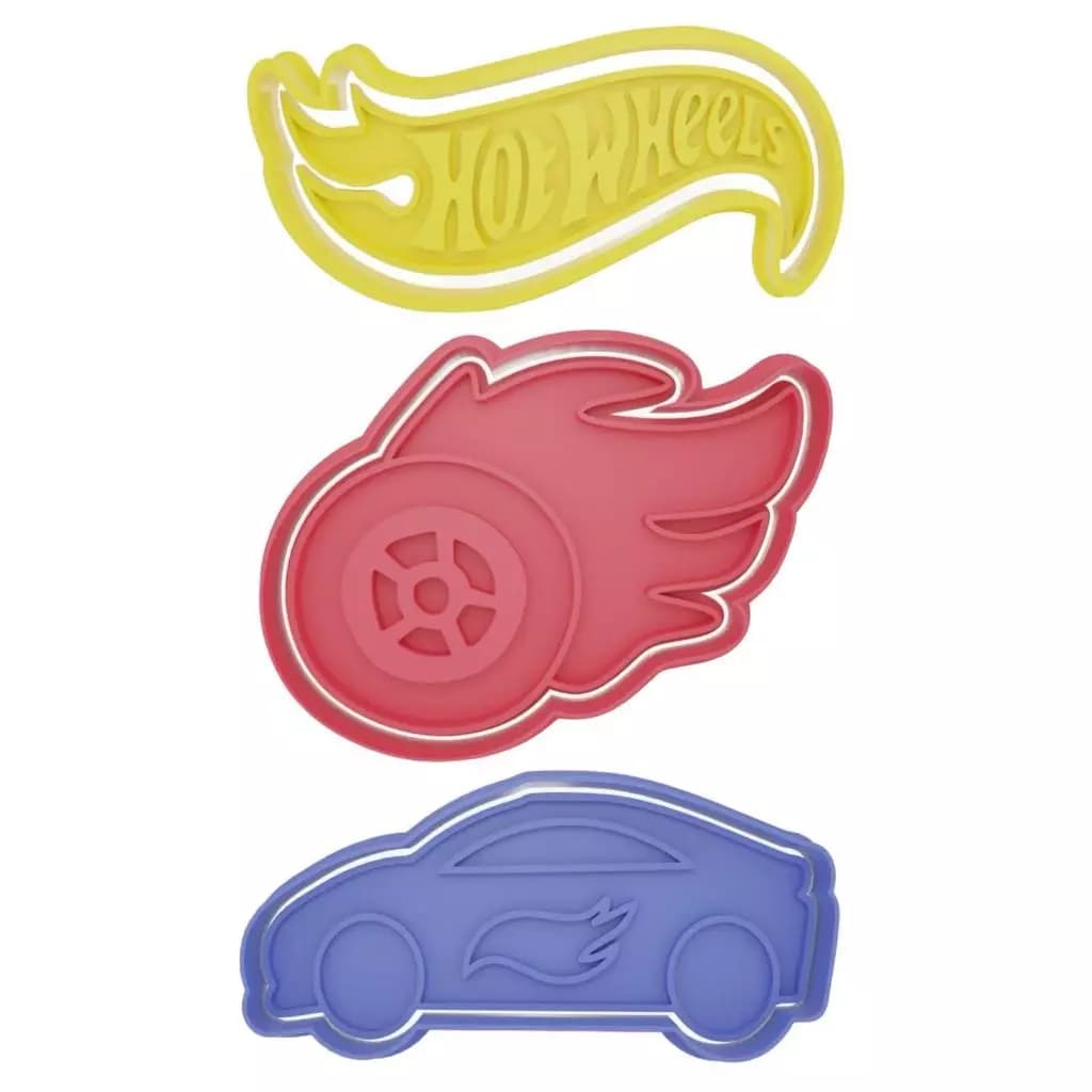 Cortador Biscoito Molde Forma HOT WHEELS CARRINHO Marcador Carimbo Pasta Americana Massa Impres