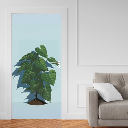 Papel Parede Adesivo para Portas de Madeira ou Vidro Decoração Revestimento - VASO DE PLANTA