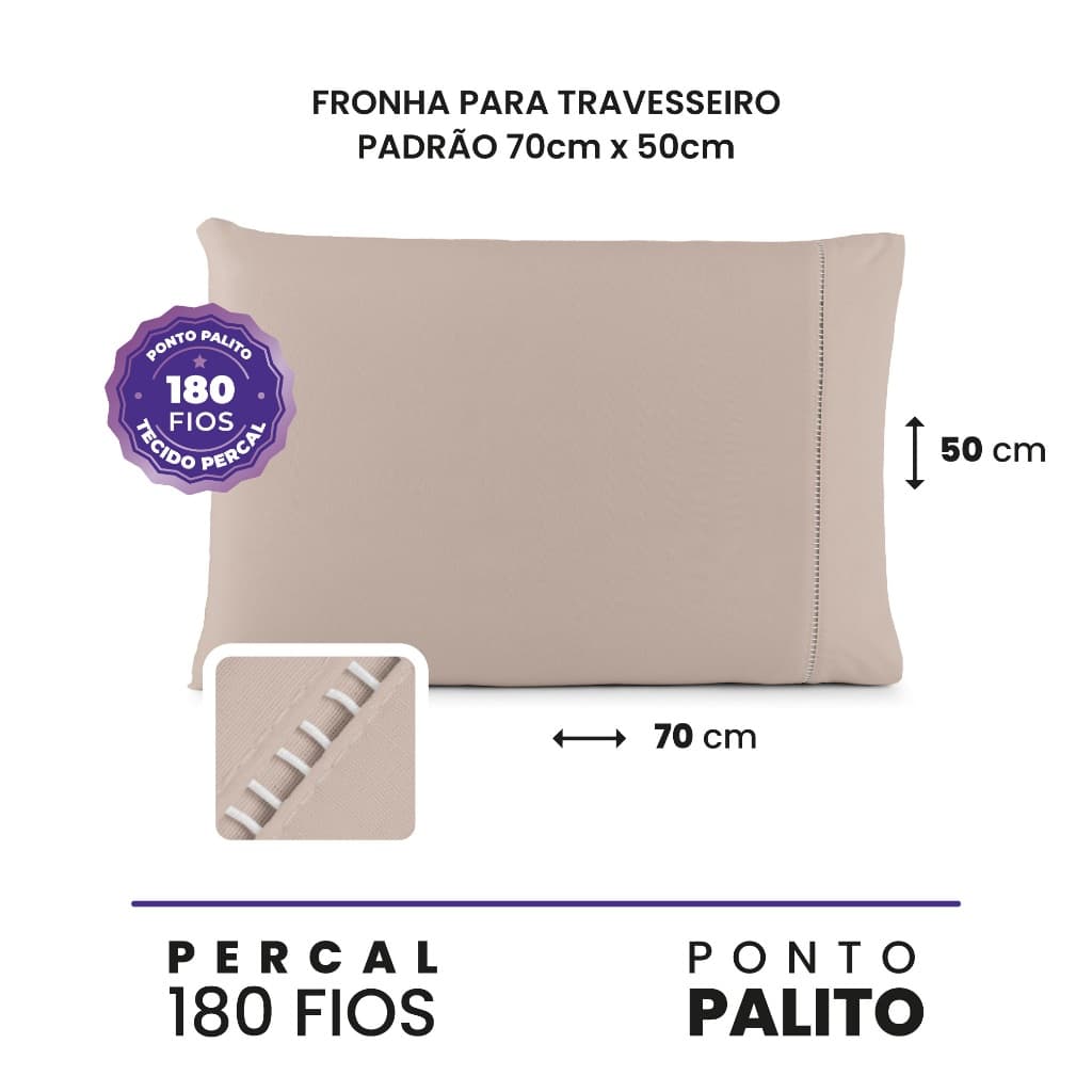 Fronha Avulsa180 Fios 70 x 50cm Capa Ponto Palito