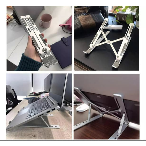 Base Suporte Alumínio Portátil Mesa Para Macbook Notebook Cor Prateado