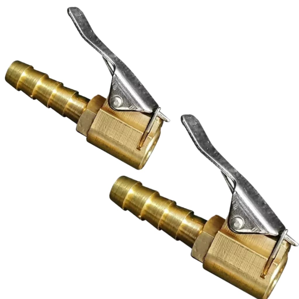 Kit c/2 Bico Inflador Com Presilha Calibrar Encher Pneus Profissional