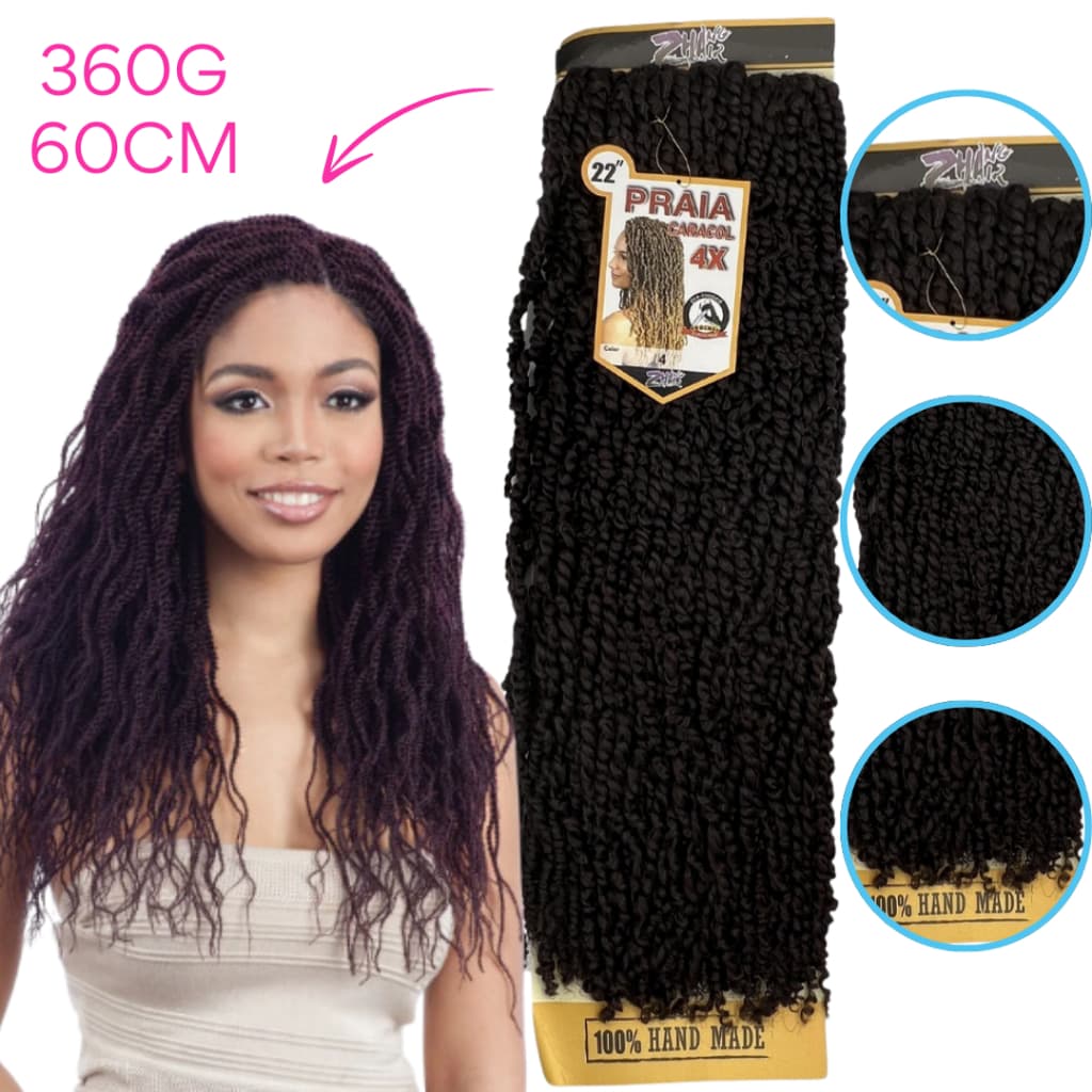 Cabelo Sintético Praia Caracol 60cm Cacheado Pré Looped Crochet 4x Zhang Hair Melhor Qualidade