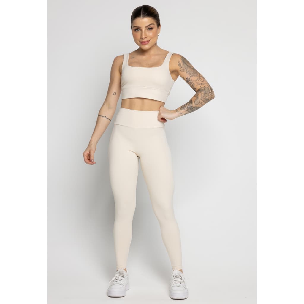 Conjunto Fitness Zero Transparência Calça Legging + Top Cropped