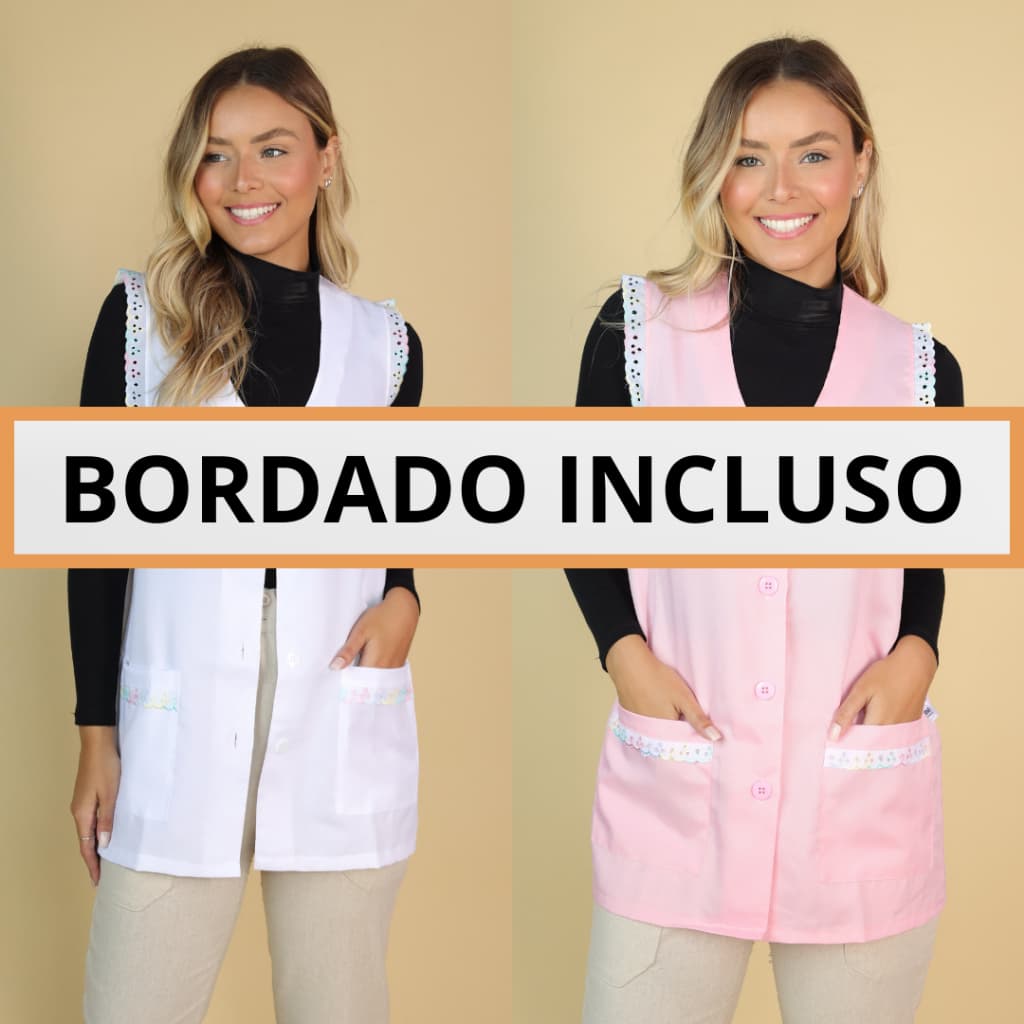 Avental Bata Professora Manicure com bordado incluso