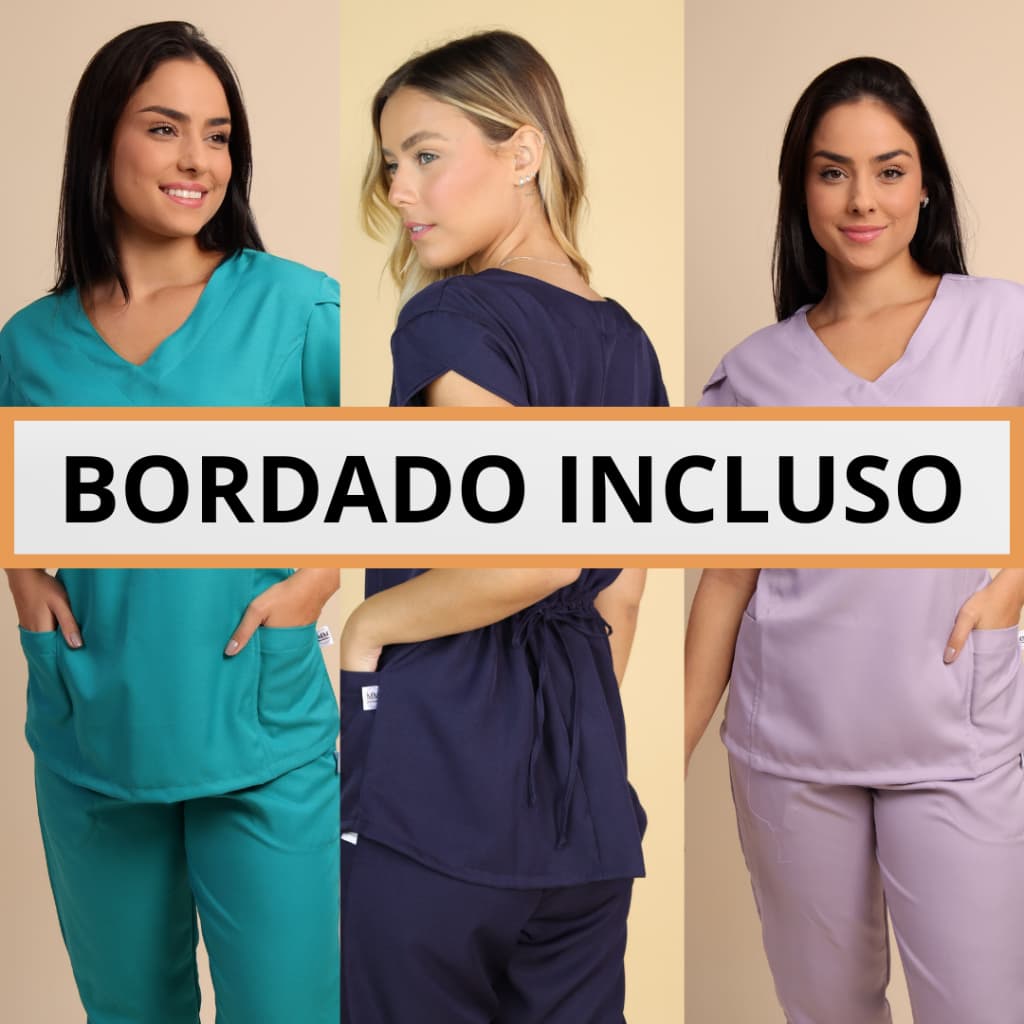 Scrub pijama cirurgico privativo gabardine com bordado incluso