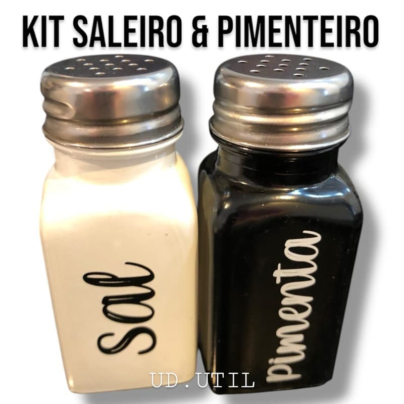 Saleiro e Pimenteiro Manhattan 80ml KIT 02 Peças Vidro e Inox