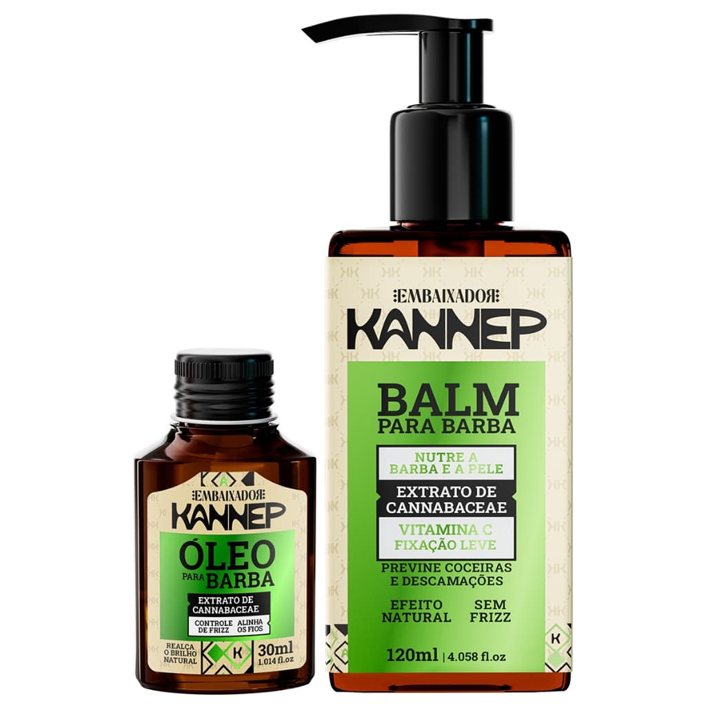 KIT PARA BARBA KANNEP - 1 Balm para Barba + 1 Óleo para Barba Embaixador