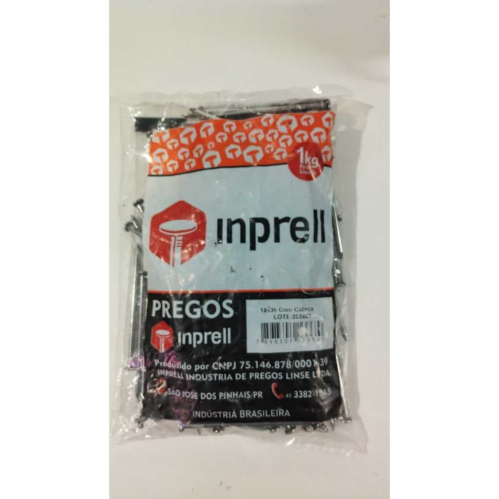 Prego com Cabeça simples 18x36 1kg - Embalagem com 1kg