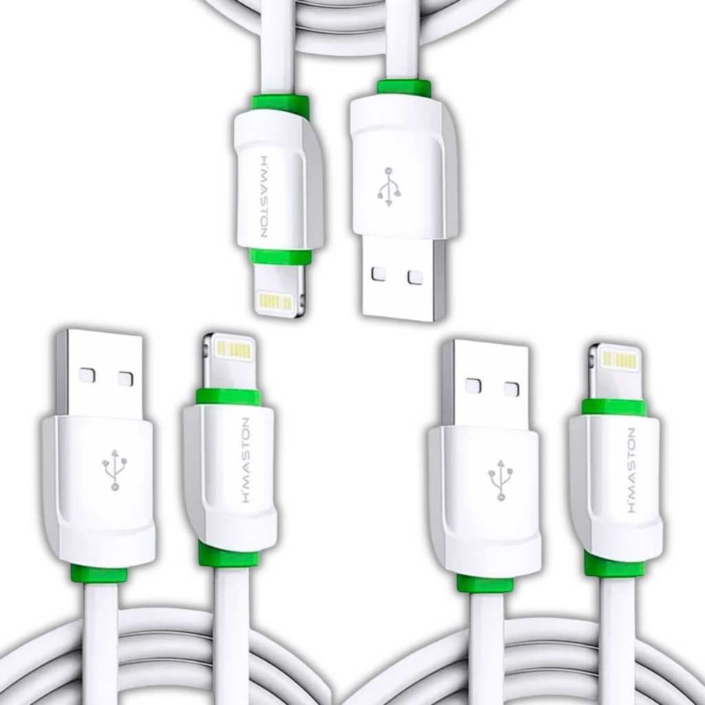 3 Cabos Carregador Turbo 4.8a 2 Metros Reforçado Para iPhone EXCELENTE QUALIDADE