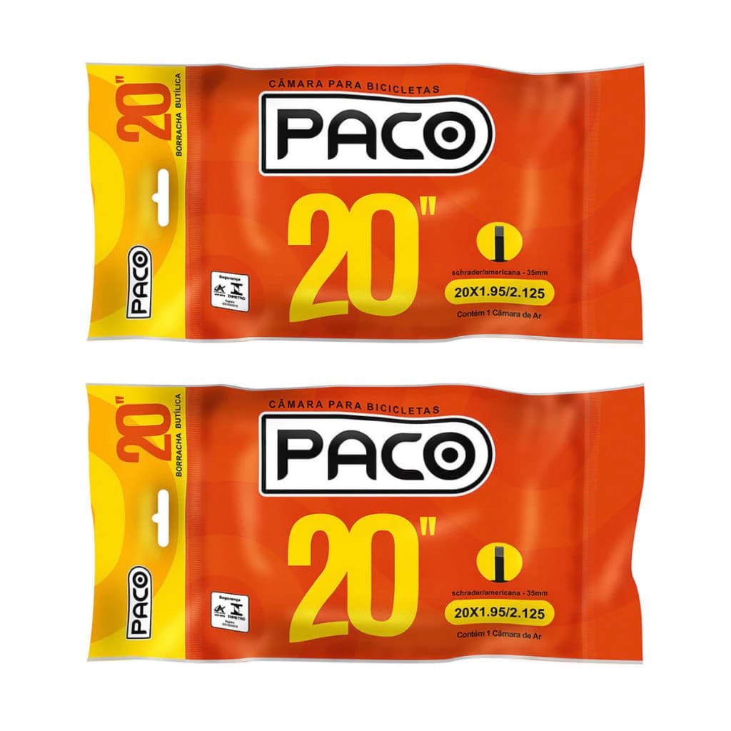 Par Camara Ar Aro 20 X 1.95 / 2.125 Bike Pneu Balão Bico Grosso Paco MTB