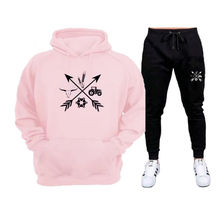 Conjunto de Moletom com Calça Preta Lançamento Agro Tecido Flanelado