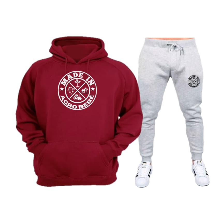 Conjunto de Moletom com Calça Cinza Lançamento Agro Bebe Tecido Flanelado