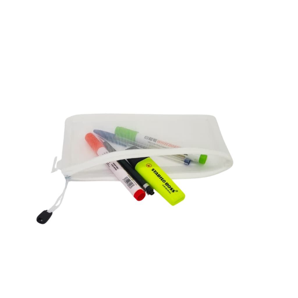 Kit 4 Estojos Transparentes Nylon Organizador Escolar Bolsa
