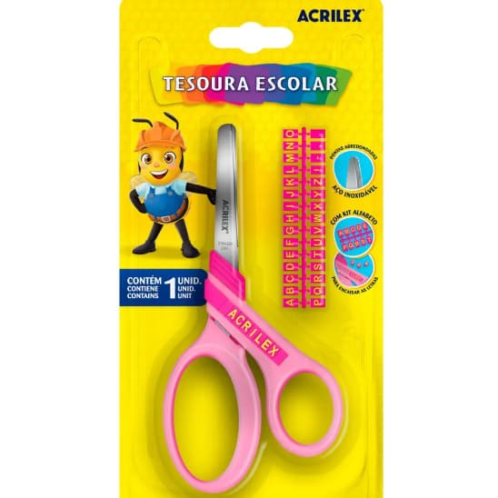 Tesoura Escolar com Kit Alfabeto - Acrilex