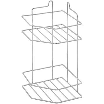 Suporte porta shampoo condicionador 2 andares 32 x 14 cm canto de parede aço cor branco