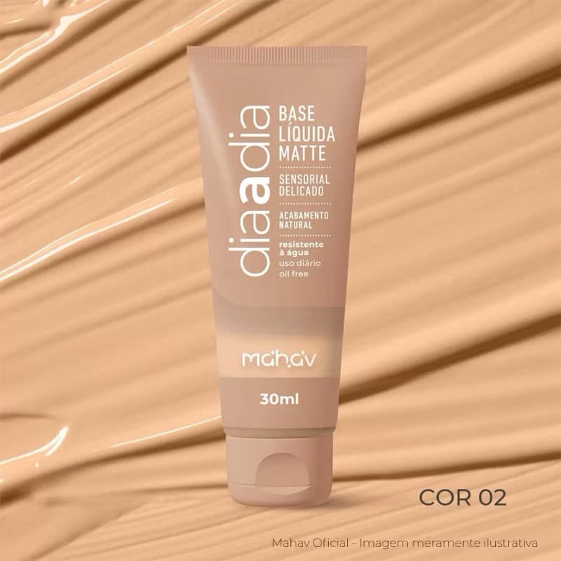 Base Líquida Matte Mahav Dia a Dia Cobertura Natural Cor 2