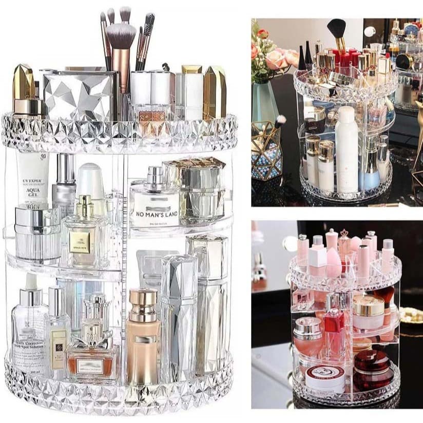 Organizador Maquiagem Giratorio 360º Acrilico Resistente Creme Perfume Penteadeira Quarto Banheiro