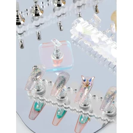 5pcs expositor de esmalte acrílico suporte de esmalte Magnético De Prática De Pregos Cristal