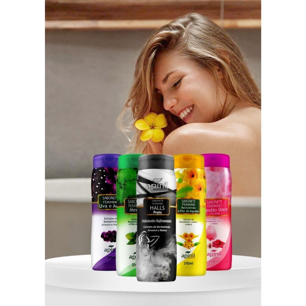 Sabonete intimo Apinil Fragrâncias 200ml Cuidados Frescor Diário Fragrâncias Suável Delicadas Intimo